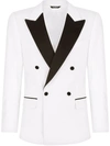 Dolce & Gabbana Double-breasted Stretch Wool Sicilia-fit Tuxedo Suit In Weiss