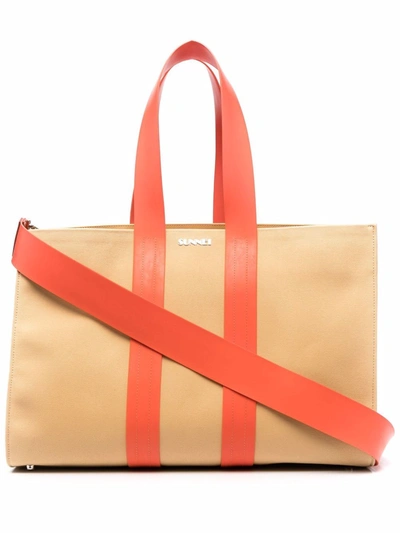 Sunnei Parallelepipedo Classic Shoulder Bag In Nude