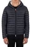 Save The Duck Nathan High Pile Fleece Lined Water Repellent Hoodie In Black