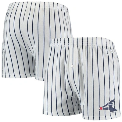 Concepts Sport Men's White, Navy Chicago White Sox Vigor Pinstripe Boxer Shorts In White,navy