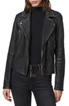 Allsaints Dalby Leather Biker Jacket In Black/silver