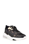 Guess Women's Fever Lace Up Fashion Sneaker Women's Shoes In Black Faux Leather