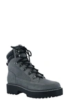 Calvin Klein Women's Shania Lace Up Lug Sole Hiker Boots Women's Shoes In Carbon/black - Suede