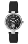 Versus Sertie Leather Strap Watch, 36mm In Stainless Steel