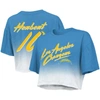 Majestic Threads Justin Herbert Powder Blue/white Los Angeles Chargers Dip-dye Player Name & Number In Powder Blue