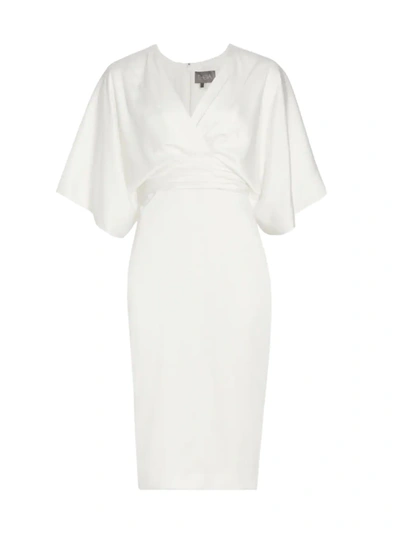 Theia Kimono-sleeve Satin Dress In Ivory