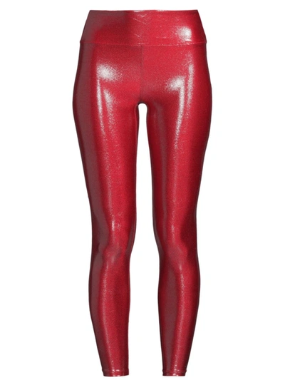 Heroine Sport Marvel Metallic Leggings In Titanium Red