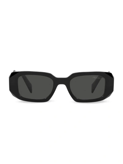 Prada 49mm Rectangle Sunglasses In Black