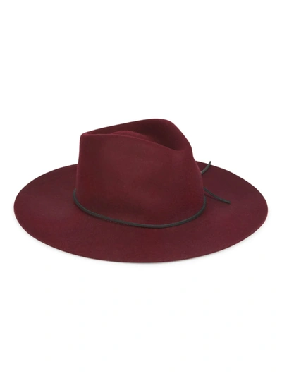 Rag & Bone Kacy Leather-trimmed Wool-felt Fedora In Wine