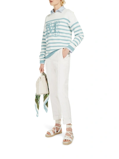 Max Mara Stripped Knitted Sweater In Light Blue