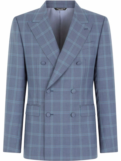 Dolce & Gabbana Double-breasted Checked Wool Sicily-fit Suit In Multicolor
