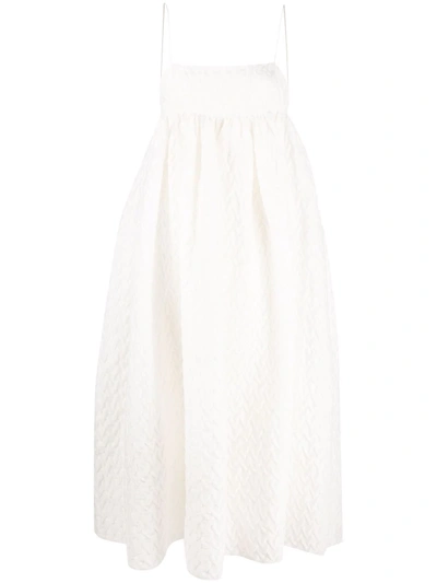 Cecilie Bahnsen 'beth' Alp Matelassé Maxi Dress In White