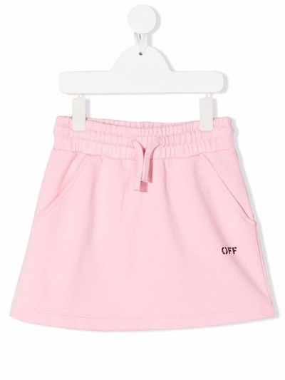 Off-white Kids' Logo Cotton Mini Sweat Skirt In Розовый