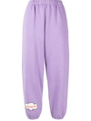 Natasha Zinko Happy Friday Distressed Cotton-blend Sweatpants In Purple