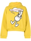 Natasha Zinko Happy Wednesday Hooded Cotton-blend Sweatshirt In Yellow