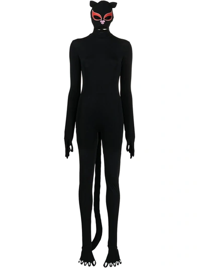 Natasha Zinko Cat Long-sleeved Jumpsuit In Black