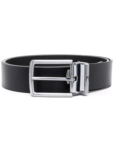 Tommy Hilfiger Buckle-fastening Leather Belt In Black
