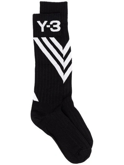 Y-3 Intarsia-knit Ankle Socks In Black