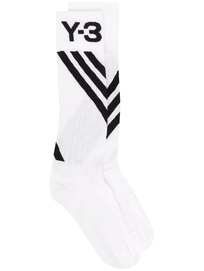 Y-3 Intarsia-knit Ankle Socks In White