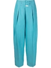 Etro Linen And Silk Blend Tailored Trousers In Blue