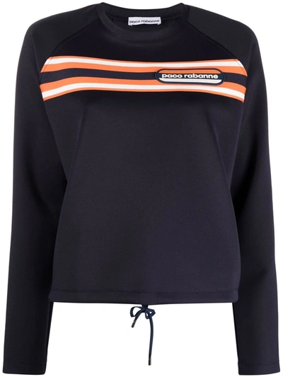 Paco Rabanne Logo-patch Striped Sweatshirt In Blue