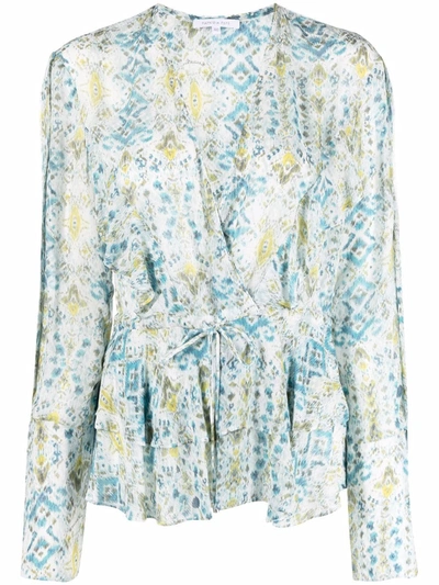 Patrizia Pepe Ruffled Abstract-print Blouse In Multi
