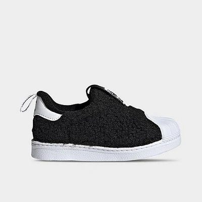 Adidas Originals Babies' Adidas Kids' Toddler Originals Superstar 360 Fuzzy Slip-on Casual Shoes In Black/black/white