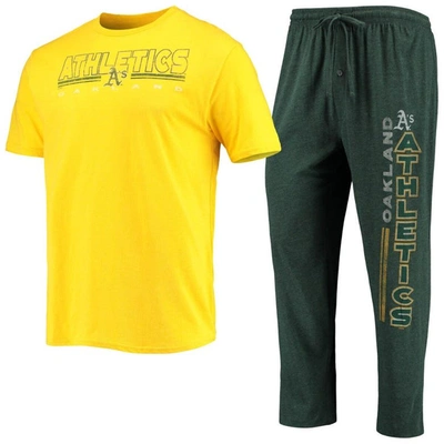 Concepts Sport Men's  Green, Gold Oakland Athletics Meter T-shirt And Trousers Sleep Set In Green,gold