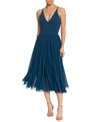 Dress The Population Alicia Mixed Media Midi Dress In Peacock Blue