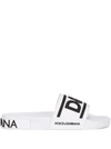 Dolce & Gabbana Slide Beachwear Con Logo Dg In White