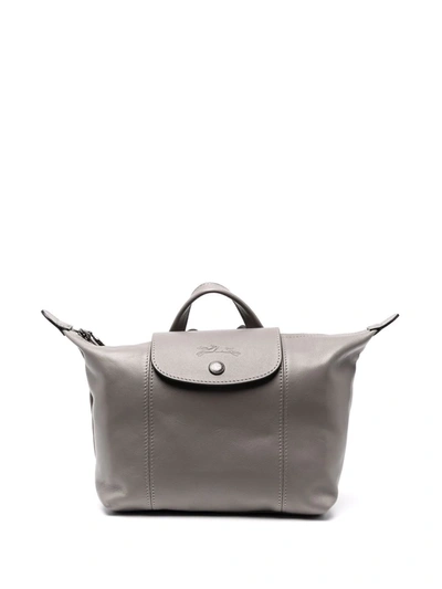 Longchamp Le Pliage Cuir Backpack In Grey