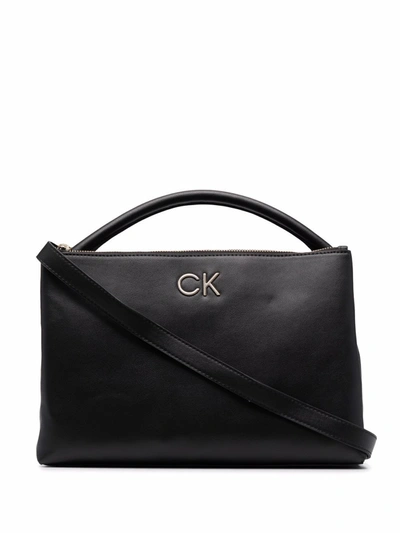 Calvin Klein Logo-plaque Tote Bag In Black