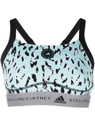 Adidas By Stella Mccartney Truepurpose Leopard-print Training Sports Bra In Blue
