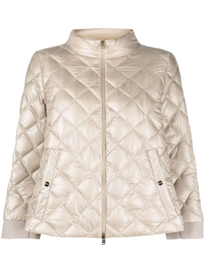 Herno Diamond Quilt Down Jacket In Neutrals