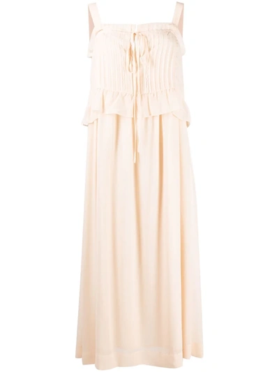 See By Chloé Ruffled-detail Maxi Dress In Neutrals