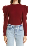 Frame Puff Shoulder Cashmere Sweater In Oxblood