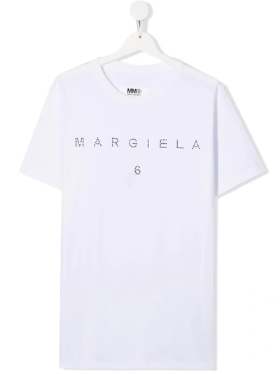 Mm6 Maison Margiela Kids' Logo-print T-shirt In White