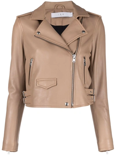 Iro Ashville Biker Leather Jacket In Pink