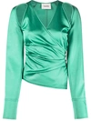 Nanushka Mado Wrap Top With Cutouts In Green