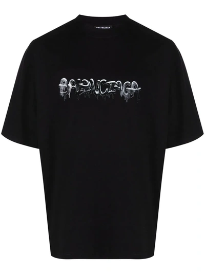 Balenciaga Men's Slime-logo Relaxed T-shirt In Black