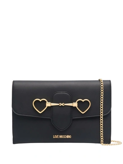 Love Moschino Heart-horsebit Clutch Bag In Schwarz