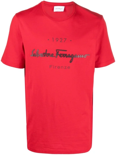 Ferragamo 1927 Logo-print Short-sleeve T-shirt In Red