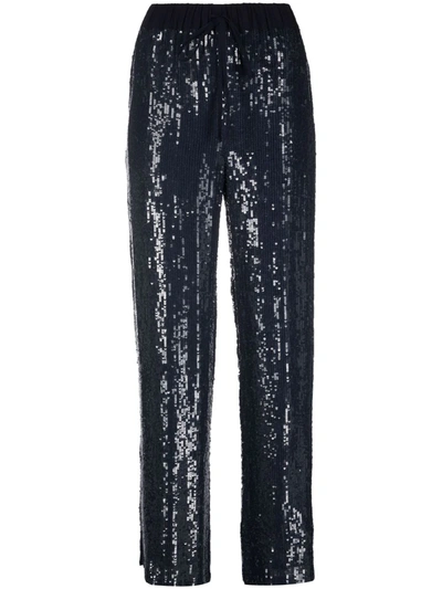 P.a.r.o.s.h Sequined Wide-leg Trousers In Blau
