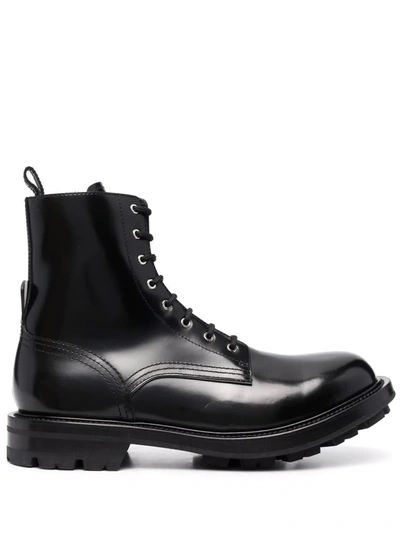 ALEXANDER MCQUEEN HIGH-SHINE ANKLE BOOTS