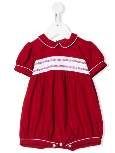 Patachou Babies' Elasticated-panel Cotton Romper In Red