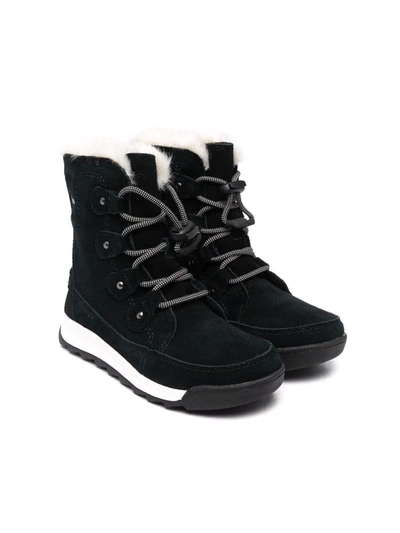 Sorel Kids' Whitney Ii Joan Lace-up Boots In Black