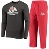 Concepts Sport Red/heathered Charcoal Fresno State Bulldogs Meter Long Sleeve T-shirt & Pants Sleep In Red