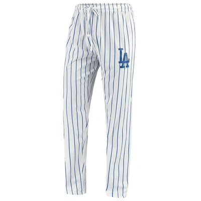 Concepts Sport Women's White Los Angeles Dodgers Vigor Pinstripe Sleep Pant In White,royal