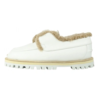 Pre-owned Le Silla Leather Flats In White