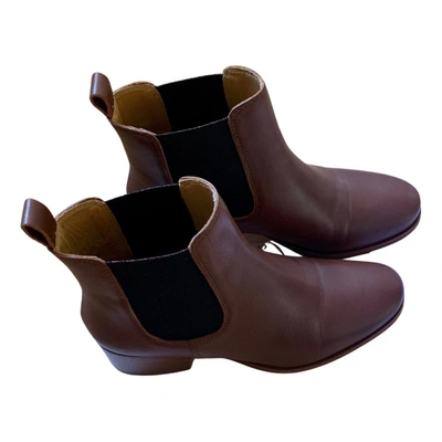 Pre-owned Des Petits Hauts Leather Ankle Boots In Brown